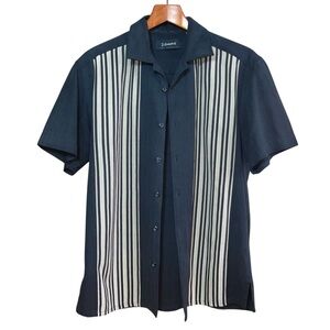 J.‎ Campbell LOS ANGELES short-sleeve button-down 100% Silk Shirt Black and Tan